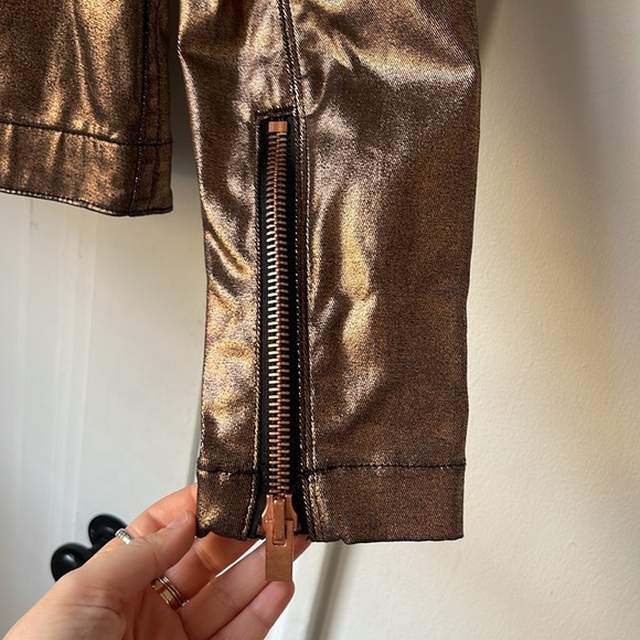 NWT Seven for all Mankind Gold Metallic Jean Motorcycle Jacket - Picture 9 of 9